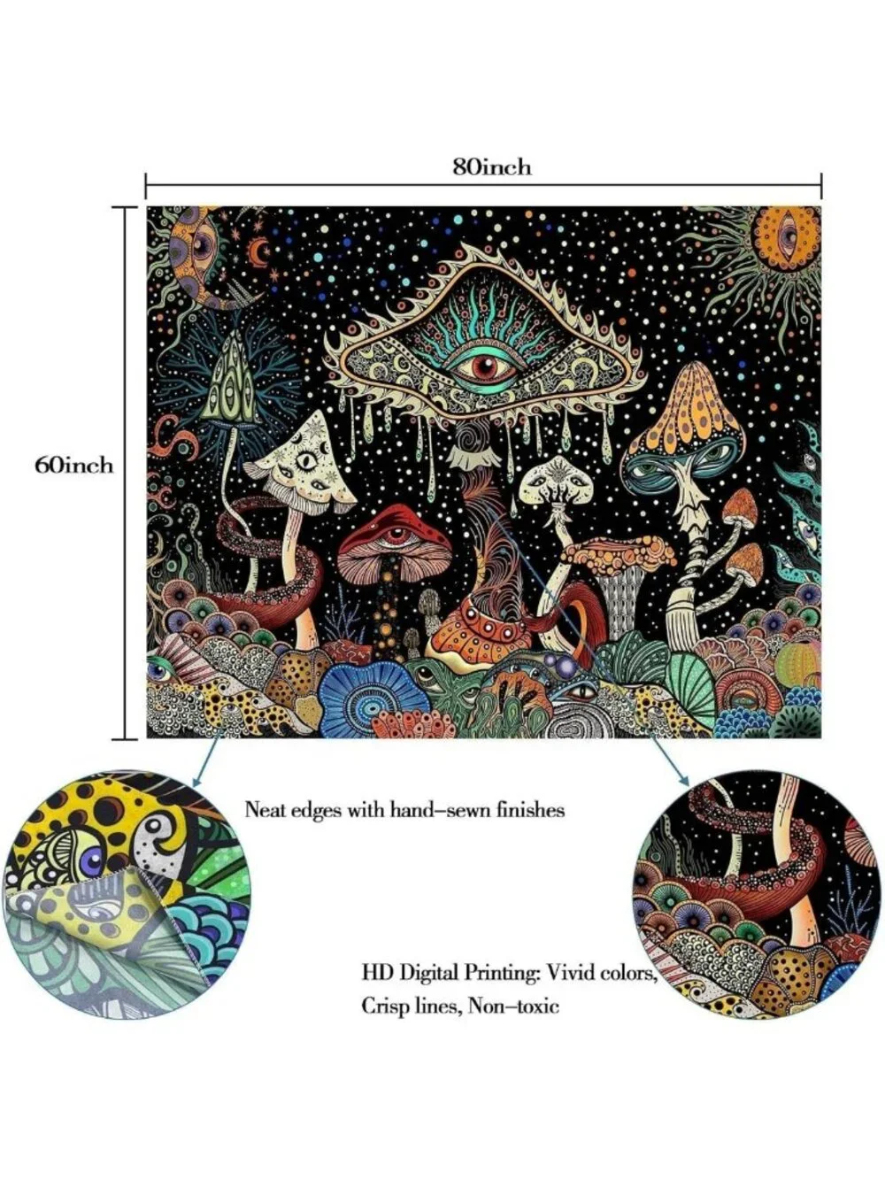 Cute Mushroom Tapestry | Aesthetic Wall Hanging for Bedroom & Dorm Decor 60